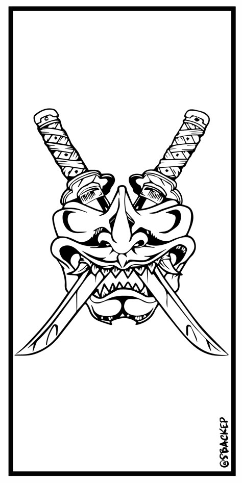 Oni Mask Tattoo Design Ideas Simple, Oni Mask Hand Tattoo, Mascara Samurai, Oni Mask Tattoo Design Ideas, Mascara Hannya, Martial Arts Tattoos, Oni Maske, Mascara Oni, Japanese Demon Tattoo