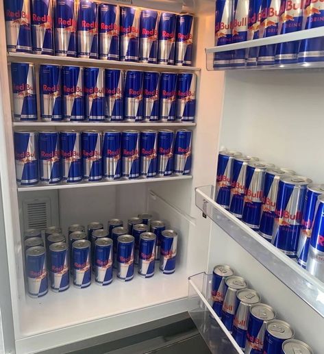 redbulls Red Bull Fridge, Red Bull Drinks, Pretty Drinks, Looks Yummy, Just Girly Things, Red Bull, Energy Drinks, Girly Things, Dream Life