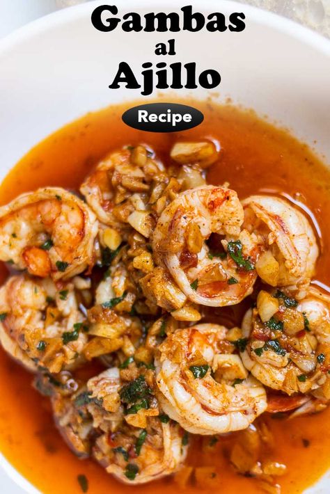 Follow our Gambas al Ajillo recipe and make garlic shrimp with a kick in your home kitchen. Shrimp Ajillo Recipe, Shrimp Civeche, Shrimp Al Ajillo Recipe, Argentinian Shrimp Recipe, Gambas Recipe, Portuguese Shrimp, Spanish Garlic Shrimp, Appetizers Shrimp, Yangzhou Fried Rice