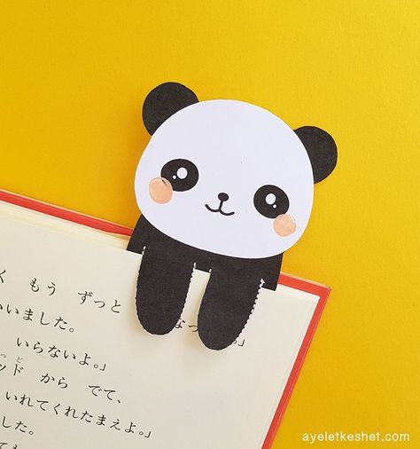 kawaii DIY bookmark - cute panda Kawaii Bookmarks, Panda Crafts, Panda Craft, Diy Bookmark, Panda Birthday, Kawaii Crafts, Creative Bookmarks, Kawaii Diy, Kawaii Panda