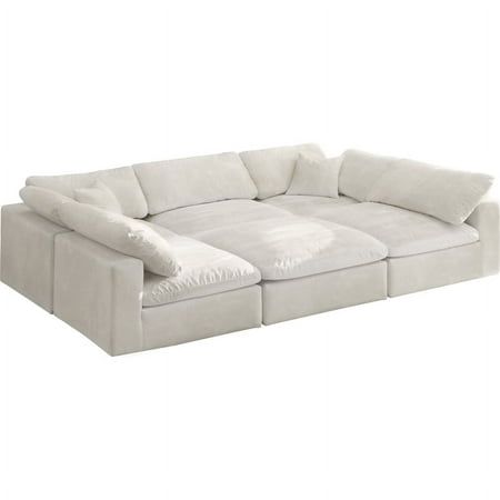 Elegant and eye-catching, the stunning Modular Sectional from Maklaine is the perfect addition to any space. Features : Material: Soft velvet Finish: Cream Overstuffed soft fiber filled cushions for maximum comfort Modular to create infinite configurations Overall height 35" when back cushion fully upright Contemporary design Easily attach using attachment latch underneath Specifications : Product Dimensions : 32"H x 119"W x 80"D Product Weight : 365 lbs Seat Dimensions : 18.5"H x 181"W x 32"D Arm Height : 24.75" Assembly Required : No Color: Off-White. Cloud Couch Living Room, Big Couch, The Big Comfy Couch, Deep Couch, Bedroom Couch, Comfortable Couch, Cozy Couch, Cozy Sofa, Comfy Couch