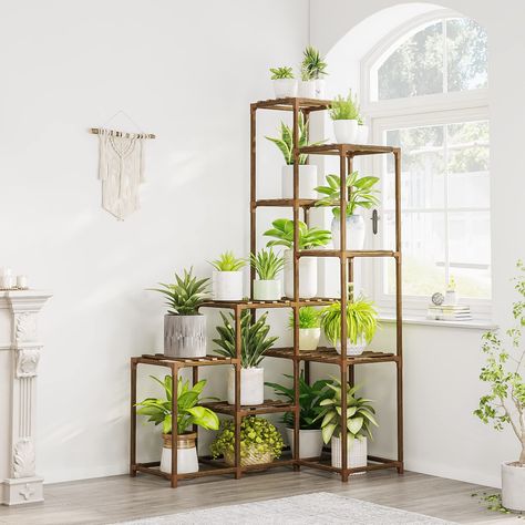 PRICES MAY VARY. >10-Pots Corner Plant Stand: Able to accommodate more than 10 pots, making it the perfect decorative piece for organizing your plant collection. With its unique combination design, it's ideal for installation in indoor corners, maximizing space-saving while adding aesthetic appeal. 54.7"Tall Plant Stand: This plant Rack tall at 54.7 inches, offering vertical space for your indoor and outdoor areas, providing a stunning green decoration. It enhances the natural beauty of your liv Plant Shelves Outdoor, Corner Plant Shelf, Tall Plant Stand Indoor, Indoor Plant Shelves, Outdoor Shelves, Plant Rack, Tall Plant, Tall Plant Stands, Corner Plant