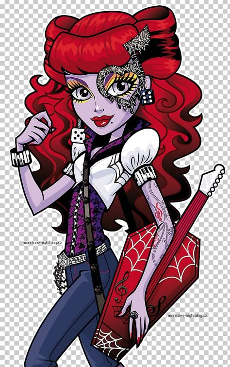 Red Hair Monster High Characters, Red And Black Hair Cartoon Character, Red Haired Characters Halloween, Bright Red Hair Halloween Costume, Operetta Monster High Cosplay, Monster High Red Hair, Cosplay Ideas Red Hair, Operetta Monster High Costume, Red Hair Monster High