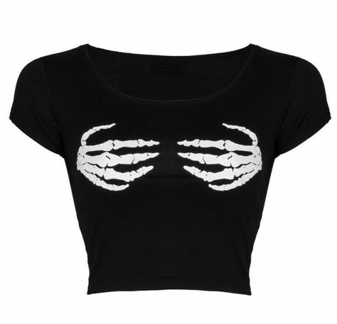 Skeleton Crop Top, Halloween Crop Top, Png Clothes, Patterned Crop Top, Black Shirts, Party Kleidung, Skeleton Hand, Cropped Shirt, Shirt Png