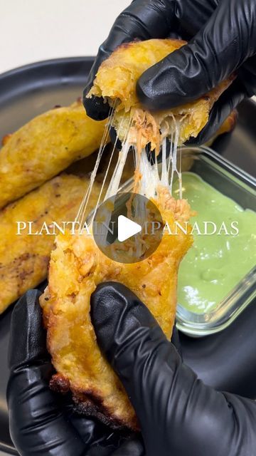 Alex Rios on Instagram: "Easy Plantain Empanadas with Avocado Crema 🥑recipe ⬇️ @aguacatesloveonetoday   Avocado is truly the most versatile fruit in flavor, texture and usability. It’s because of this that you can always find a way to add it to your meals. Avocados are a good source of fiber, which can help make you feel fuller in every meal!  Empanada Dough  5 ripe plantains   Peel and boil plantains for 10 min. Let it cool. Mash and let it cool down. Add flour & place about 2 tbsp of this mixture onto plastic zip loc bag. Flatten with another zip loc bag over top. Fill with 1 tbsp Chipotle Lime Chicken & 1 tbsp Monterey Jack cheese on one side of the empanada. Use the plastic wrap to help you close it. Seal the edges by pressing them together. Peel & spray thoroughly with oil. Air fry 3 Plantain Empanada Dough, Sweet Plantain Empanadas, Plantain Empanadas Recipe, Plantain Dough, Stuffed Plantains, Latina Recipes, Plantain Empanadas, Plantain Pancakes, Boiled Plantains