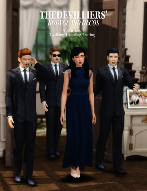 THEDEVILLIERS — bodyguard deco sims | the devilliers on Patreon Sims 4 Presidential Cc, Sims 4 Servant Cc, Sims 4 Bodyguard, Sims 4 Politician Cc, Sims 4 Spy Cc, Body Guard Outfit, Sims 4 Butler, Sims 4 Mafia Cc, Sims 4 Mafia