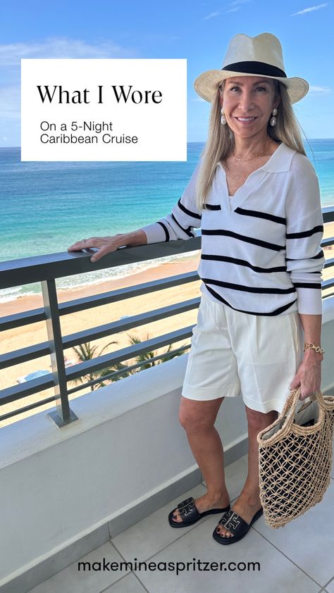 What I Wore on a 5-Night Caribbean Cruise. Cruise Outfits For Family, Catamaran Cruise Outfit, Day Cruise Outfits Casual Summer, Crab Feast Outfit Ideas, Caribbean Vacation Capsule Wardrobe, Cruise Essentials Packing Lists Carnival, Shoes For A Cruise, Spain Cruise Outfits, Cruise Wardrobe Caribbean