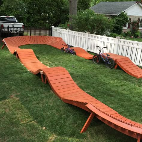 Wooden Pump Tracks . . . . - Page 4 - Pinkbike Forum Backyard Pump Track, Bike Jumps, Bike Pump Track, Bmx Ramps, Backyard Skatepark, Bmx Track, Trail Building, Mini Ramp, Pump Track