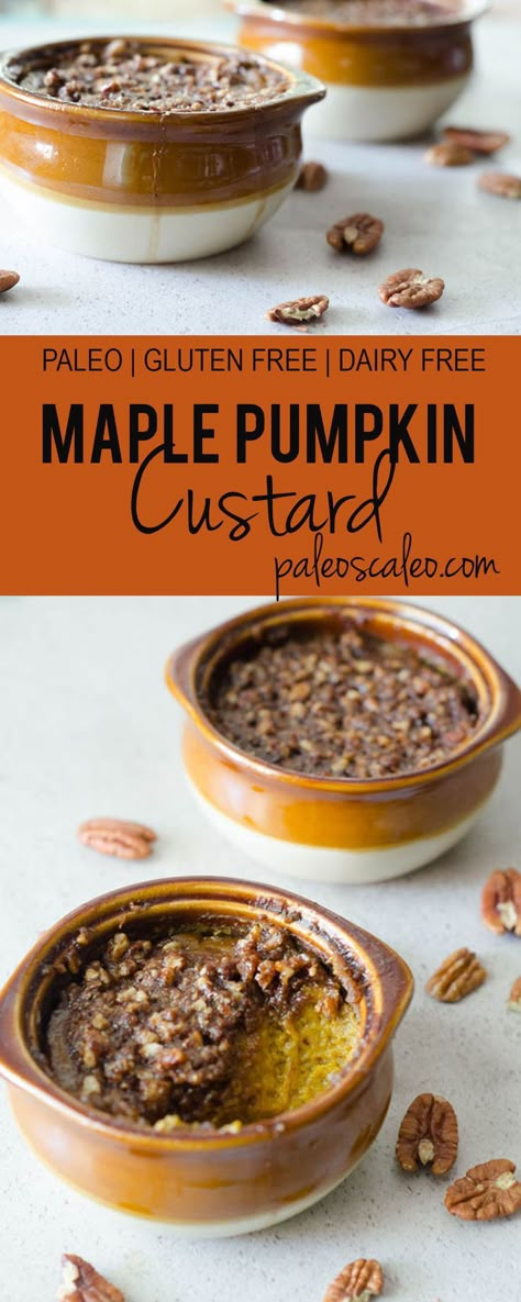 Paleo Pumpkin Custard, Pumpkin Custard Pie, Healthy Puddings, Paleo Fall Recipes, Paleo Friendly Desserts, Pecan Crumble, Aip Desserts, Pumpkin Custard, Christmas Feast