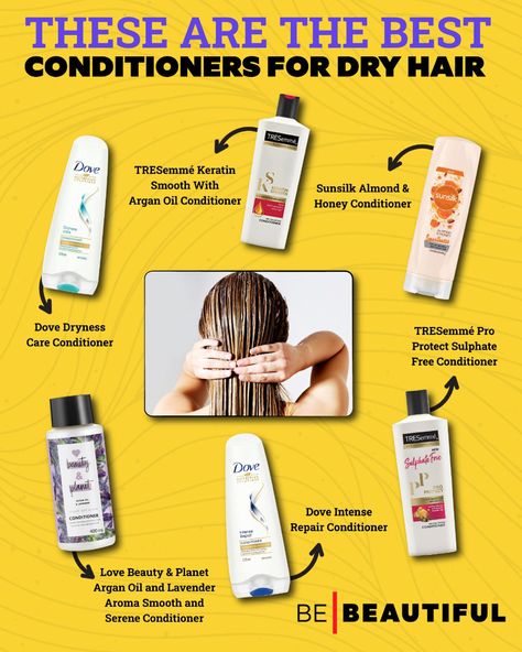 Hair conditioners for dry, frizzy hair Skin Lightening Diy, Dry And Frizzy Hair, Damaged Hair Diy, Frizzy Hair Tips, Tresemme Keratin Smooth, Argan Oil Conditioner, How To Grow Your Hair Faster, Good Shampoo And Conditioner, Silky Smooth Hair