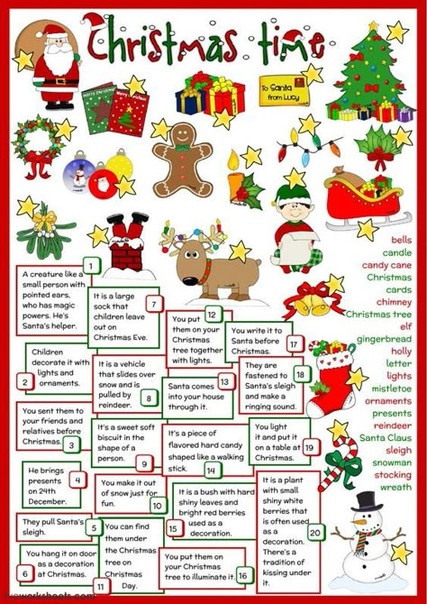 This ESL worksheet with Christmas definitions is great for teaching your students more about Christmas, its customs, and how it is celebrated. Christmas Definition, Christmas Elementary, Oppgaver For Barn, Handwriting Worksheet, Holiday Worksheets, Christmas Lesson, English Christmas, Christmas Trivia, Christmas Worksheets