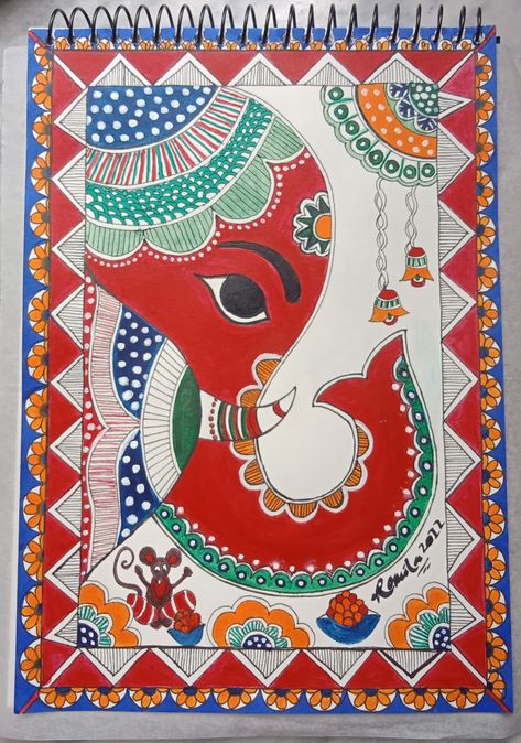 Original Madhubani painting, Ganesh painting, acrylic painting, A4 art paper, colourful painting, Indian art, traditional Indian paiting Ganesh Madhubani Painting, Ganesh Acrylic Painting, Madhubani Ganesha, Festival Painting, Madhubani Motifs, Madhubani Paintings Peacock, Ganesh Painting, Mithila Painting, Ganesha Drawing