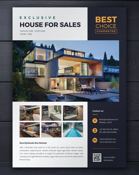 Flyer Real Estate Design, Real Estate Flyers Ideas, Real Estate Brochure Design Layout, Realtor Flyer Design, Real Estate Graphic Design, Real Estate Poster Design, Real Estate Advertisement, Hotel Marketing Design, Real Estate Marketing Flyers