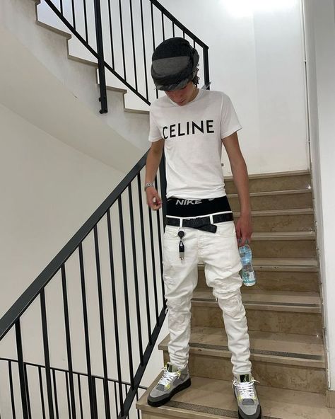 White Drip Outfit Men, Celine Hoodie Outfit, Drippy Poses, Celine Outfit Men, Drill Photo, Hood Drip, Caine Husky, Drip Fits, Boy Hoodie