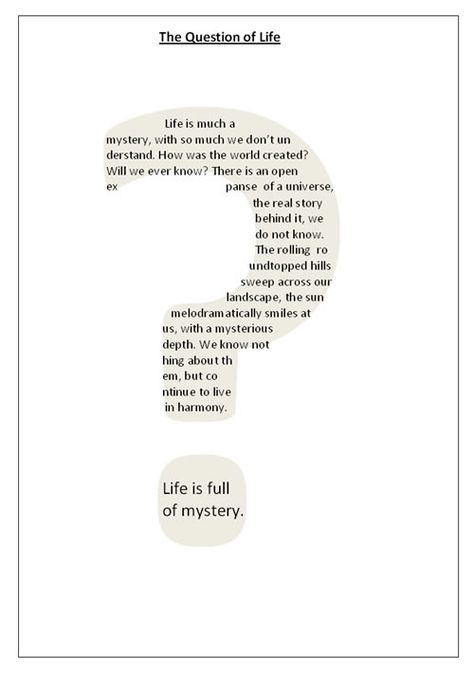 The Question Of Life Concrete Poems Ideas Shape, Concrete Poetry Shape Poems, Concrete Poetry Typography, Concrete Poem Examples, Shape Poetry, Poetry Cafe, Poetry Examples, Picture Poetry, Concrete Poem