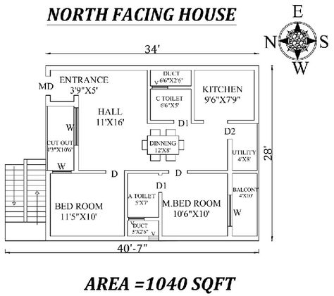 900 Sq Ft House, Law Firm Design, 1200 Sq Ft House, Large House Plans, South Facing House, West Facing House, North Facing House, 20x40 House Plans, East Direction