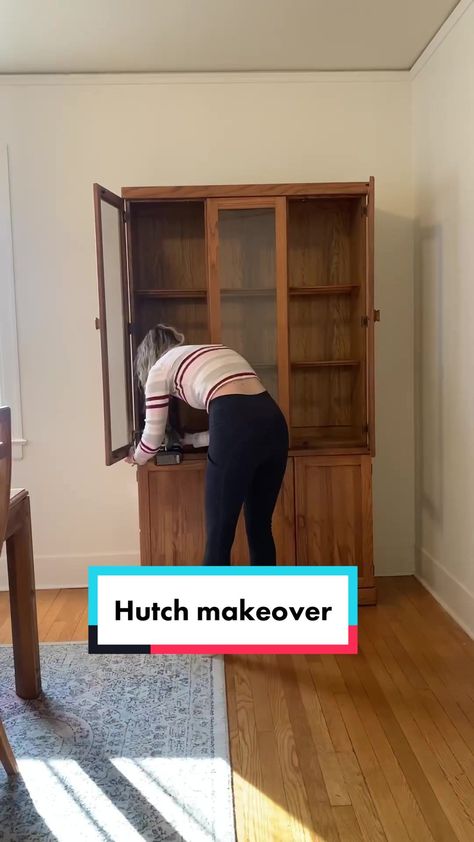 Green Hutch Makeover, Dining Hutch Makeover, Dining Room With Hutch, Green China Cabinet, Dining Room Hutch Makeover, Hunt Club Green, 2022 Color Of The Year, Dining Hutch, Hutch Makeover