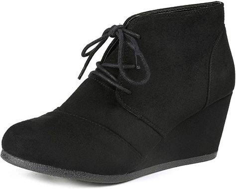 Amazon.com | DREAM PAIRS Women's Fashion Casual Outdoor Low Wedge Heel Booties Shoes | Ankle & Bootie Womens Wedge Boots, Ashley Thomas, Vintage Shoes Women, Platform Boots Women, Lace Wedges, Womens Booties, Short Ankle Boots, Womens Black Booties, Outfit Work