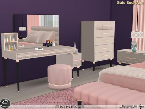 The Sims Resource - Gaia Bedroom Set - Part 3 Sims 4 Cc Parents Bedroom, Makeup Vanity Sims 4 Cc, Vanity Table Sims 4 Cc, Sims 4 Dresser Room Cc, Sims 4 Girly Bedroom, Sims Vanity, Sims 4 Dressing Table, Sims 4 Cc Bedroom Furniture Ideas, Sims 4 Cc Rooms Bedrooms