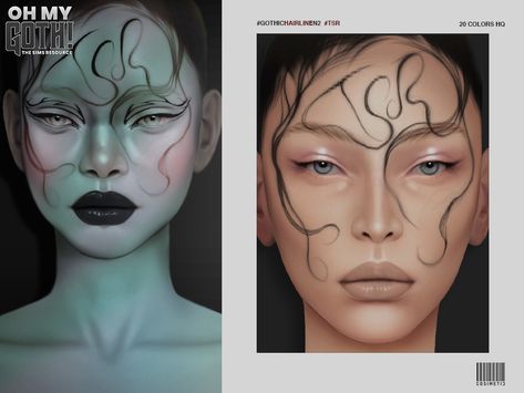 Sims4 Horror Cc, Sims 4 Cc Skull Makeup, Sims4 Cc Gothic Clothing, Siren Cc Sims 4, Sims 4 Wet Hair Cc, Creepy Sims 4 Cc, Sims 4 Wet Hair, Sims 4 Gothic Cc Clothes, Sims 4 Trad Goth Cc