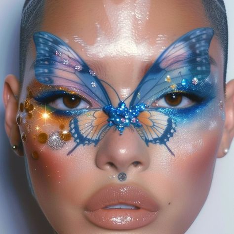 My Images Occasion Makeup, Butterfly Makeup, Media Makeup, Prom Eye Makeup, Drag Makeup, Unique Makeup, Fairy Makeup, Dope Makeup, Edgy Makeup