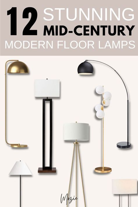 Are you looking for a mid-century modern floor lamp for your living room? These 12 stunning floor lamps are so gorgeous, you're bound to find one you absolutely love. Mid Century Modern Lighting Living Room, Mid Century House Interior, Modern Lounge Rooms, Mid Century Light Fixtures, Mid Century Modern Floor, Floor Lamps Living Room Modern, Small Apartment Decorating Living Room, Apartment Living Room Decor, Mid Century Modern Floor Lamps