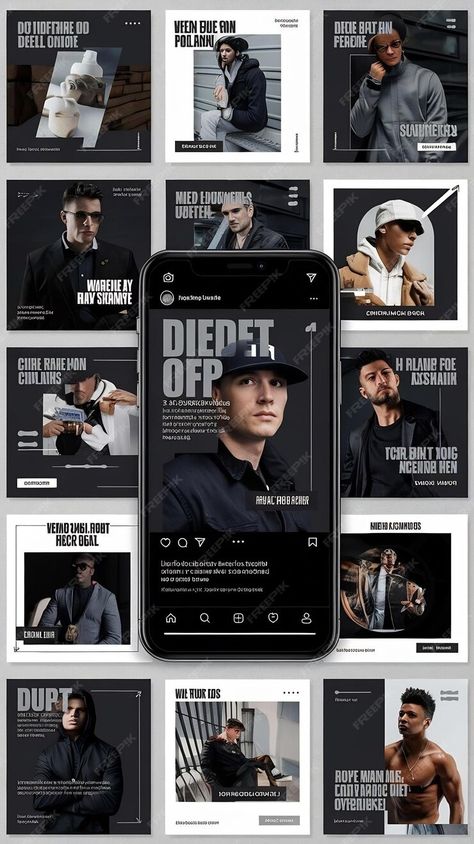 Modern product promotion elegant active and masculine bold instagram social media post template set | Premium AI-generated image Bold Social Media Design, Instagram Social Media Post, Product Promotion, Social Media Post Template, Instagram Social Media, Post Templates, Ad Design, Media Design, Media Post