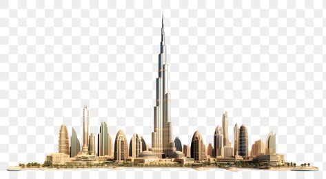 Dubai Landmarks, Architecture Skyscraper, Landmark Architecture, Dubai Skyline, Khalifa Dubai, Dubai City, Burj Khalifa, Skyscraper, White Background