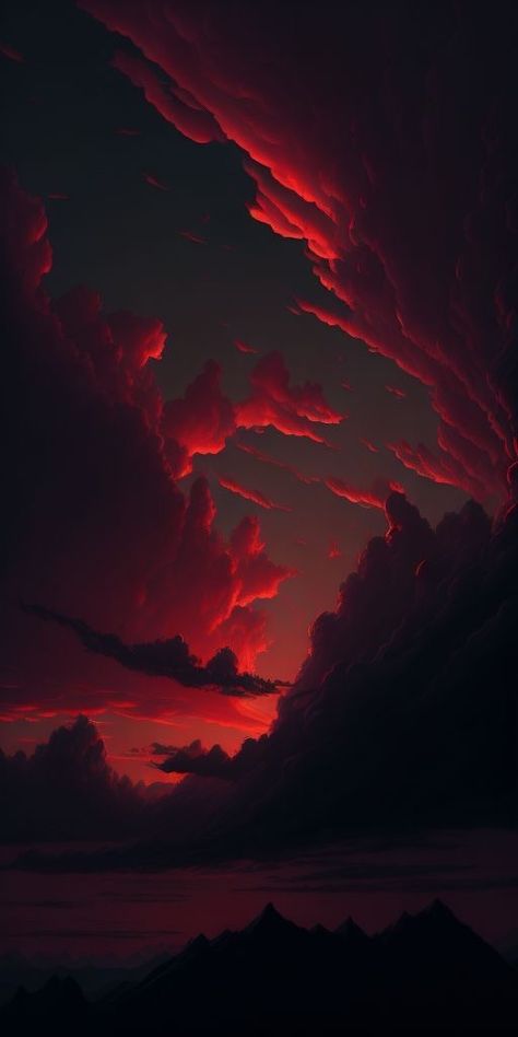 Red Skies Aesthetic, Horizon Painting, Painting The Sky, Red Clouds, Amoled Wallpapers, Red Cloud, Red Sunset, Music Album Covers, Red Sun