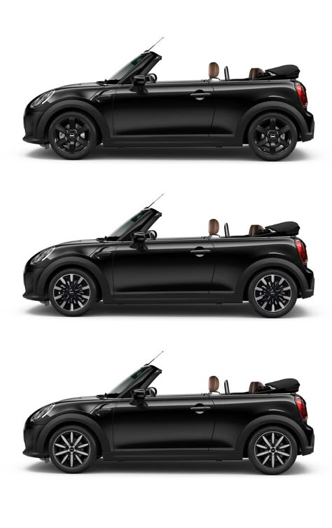 Blacked Out Mini Cooper, Black Mini Cooper Aesthetic, Mini Cooper Aesthetic, Mini Cooper Cabrio, Black Mini Cooper, Mini Cooper Custom, Mini Cabrio, Mini Cooper Convertible, Future Cars