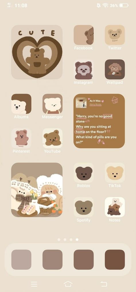 Bear App Icon Brown, Ios 16 Wallpaper Iphone Brown, Aesthetic Bear Widget, Cute Bear Homescreen, Bear Homescreen Layout, Teddy Bear Homescreen, Ios 16 Home Screen Ideas Brown, Cute Bear Widget, Bear Widget Icon