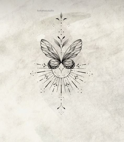 Butterfly Ornamental Tattoo, Present Moment Tattoo, Nepal Tattoo, Fineline Tattoo, Inspiration Tattoos, Spine Tattoos For Women, Tattoo Graphic, Sternum Tattoo, Discreet Tattoos