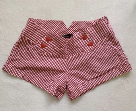 60s Shorts, Thrifted Pieces, Red And White Gingham, Gingham Shorts, Red Gingham, Playing Dress-up, Summer 24, Summer Fits, Dream Clothes