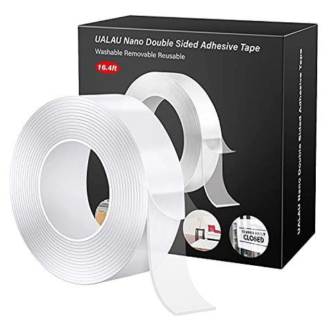 UALAU Washable Double Sided Tape[500cm/16.4FT], Traceless Removable Transparent Nano Tape, Clear Sticky Adhesive Moun... Nautical Rope Mirror, Tape Clear, Rope Mirror, Silicone Tape, Nautical Diy, Carpet Tape, Double Tape, Double Sided Adhesive Tape, Stationery Organization