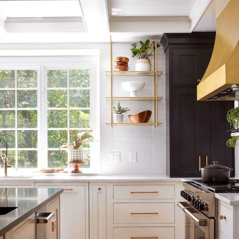 Classic, Custom Shelving Made Easy: Iron Abode in Idaho - Remodelista Arch Kitchen, Wood Shelving Units, Glass Shelving, Wood Shelving, Kitchen Guide, Gathering Table, Custom Shelving, Tile Countertops, Design Workshop