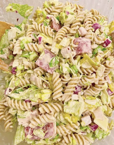 Viral Grinder Sandwich, Grinder Pasta Salad, Salad Tiktok, Summer Potluck Recipes, Grinder Sandwich, Salad Inspiration, Summer Potluck, Easy Pasta Salad Recipe, Pasta Sides