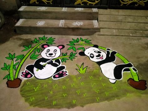 #rangoli #art #kolam #colourfulart #love #beast #vijay #2022 #panda #bamboo Panda Rangoli Designs, Funny Rangoli, Panda Rangoli, Birds Rangoli Designs, New Year Rangoli Design Cartoon, Cartoon Rangoli Designs Easy, Beast Vijay, Cartoon Rangoli, Christmas Bulletin Board Decorations