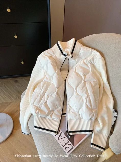 none Miku Cosplay, Patchwork Jacket, Estilo Chic, Women Jacket, Padded Coat, Casual Coat, Style Chic, Cotton Pads, Padded Jacket