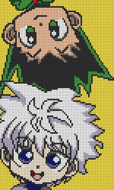 Alpha pattern #116513 | BraceletBook Anime C2c Crochet, Alpha Patterns Hunter X Hunter, Killua Alpha Pattern, Hunter X Hunter Cross Stitch, Hunter X Hunter Pixel Art Grid, Hunter X Hunter Alpha Pattern, Anime Grid Art, Hunter Hunter Pixel Art, Crochet Grid Patterns Anime