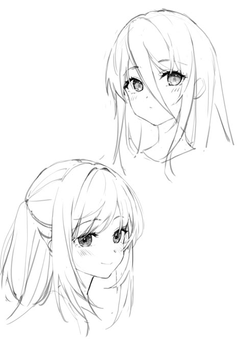 Anime Base Female Pose Reference, Female Drawing Base, Short Hair Drawing, Anime Face Drawing, Body Part Drawing, Anime Hairstyles, 얼굴 드로잉, Female Drawing, Recent Anime