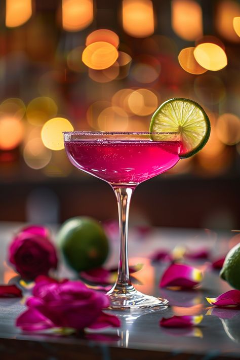 How to Make a Refreshing Desert Rose Cocktail in 5 Easy Steps #cocktails #cocktailflavors Homemade Desert, Rose Cocktail Recipes, Romantic Cocktails, Desert Rose Crystal, Juice Bar Design, Edible Rose Petals, Cocktail Images, Dried Hibiscus Flowers, Chocolate Cocktails