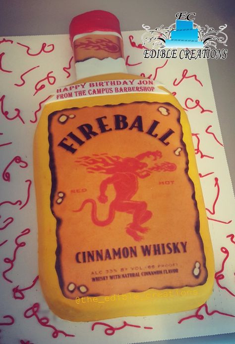 FIREBALL WHISKY CAKE Fireball Cake Design, Fireball Cake, Whisky Cake, Pink Baby Shower Cake, Edible Creations, Adult Birthday Cakes, Pink Butterfly, Baby Shower Cakes, Birthday Cakes