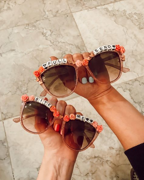 DIY Beaded Sunglasses | Arrows & Awe diy sunglasses Promo 21, Diy Sunglasses, Diy Glasses, Beaded Sunglasses, Round Lens Sunglasses, Fake Glasses, Personalized Sunglasses, Cute Sunglasses, Cute Glasses