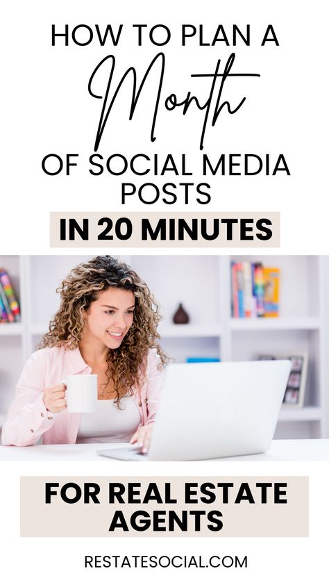 How to plan an entire month of social media posts as a real estate agent in just 20 minutes a month! Yes, it's possible. Follow these tips to make social media marketing for realtors super easy and simplified so you can focus on your clients and busy schedule! Instagram for real estate agents | social media templates for realtors | marketing ideas realtors | marketing ideas real estate agents | social media for real estate Part Time Real Estate Agent Schedule, Real Estate Agent Post Ideas, Social Media For Realtors, Real Estate Blog Ideas, Realtor Marketing Ideas Social Media, Beginner Real Estate Agent, Buffet Setup, Real Estate Social Media Marketing, Real Estate Marketing Plan