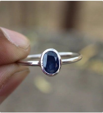 Sapphire Ring Simple, Sapphire Ring Designs, Sapphire Promise Rings, Sapphire Silver Ring, September Birthstone Ring, September Birthstone Rings, Bezel Engagement Ring, Ring Sapphire, Bezel Set Ring