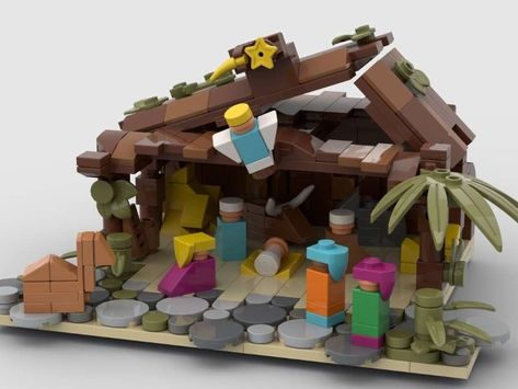 Microscale Nativity Scene from BrickLink Studio [BrickLink] Lego Nativity Scene, Popsicle Stick Nativity, Lego Nativity, Lego Manger Scene, Lego Nativity Scene Instructions, Shoebox Nativity Scene, Lego Micro Builds Christmas, Lego Holiday Village, Diy Nativity