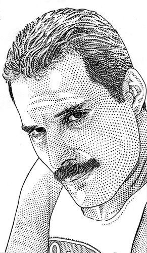 Queen Drawing, Stippling Art, Freddy Mercury, Queen Art, Portrait Sketches, Celebrity Portraits, Rock Stars, Stippling, Freddie Mercury