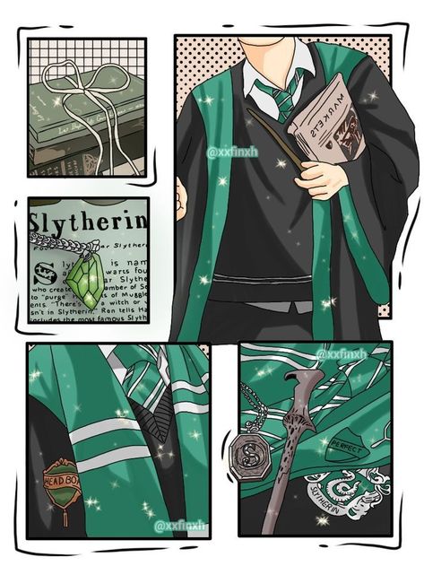 Whimsical Art Journal, Harry Potter Illustrations, Buku Harry Potter, Images Harry Potter, Harry Potter Artwork, Harry Potter Draco Malfoy, Harry Potter Houses, Harry Potter Drawings, Slytherin Aesthetic