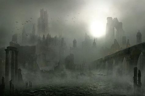 Stygai, also known as the City of the Night, is a ruined city in the mountainous Shadow Lands of eastern Essos. The city lies on the Ash in the Vale of Shadows, a river valley northeast of Asshai. It's said to be a haunted corpse city. Twisted creatures, such as demons and dragons, are said to live in its vicinity, and even shadowbinders fear the city. Little is known of Stygai, but its name comes from the fact it only sees the light of the sun for a brief period of time each day, around noon Old Valyria City, Old Valyria Concept Art, City Of Ash, Ruined City, Fire And Blood, A Dance With Dragons, Jaime Lannister, Fantasy City, Arya Stark