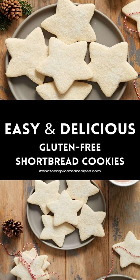 My Gluten-Free Shortbread Cookies are the perfect festive treat. This is a recipe of my Great Aunt Edie's, that has successfully been converted to gluten-free. The shortbread is rich, buttery, and melt-in-the-mouth delicious as it should be. It contains just four ingredients and is so simple to prepare. These cookies are the perfect addition to your Christmas Cookie Box! Gluten Free Scottish Shortbread, Easy Gluten Free Cookies 4 Ingredients, Gluten Free Xmas, Yummy Christmas Cookies, Gluten Free Christmas Baking, Gluten Free Christmas Cookies Recipes, Gluten Free Shortbread Cookies, Gluten Free Christmas Recipes, Christmas Cookies Recipes